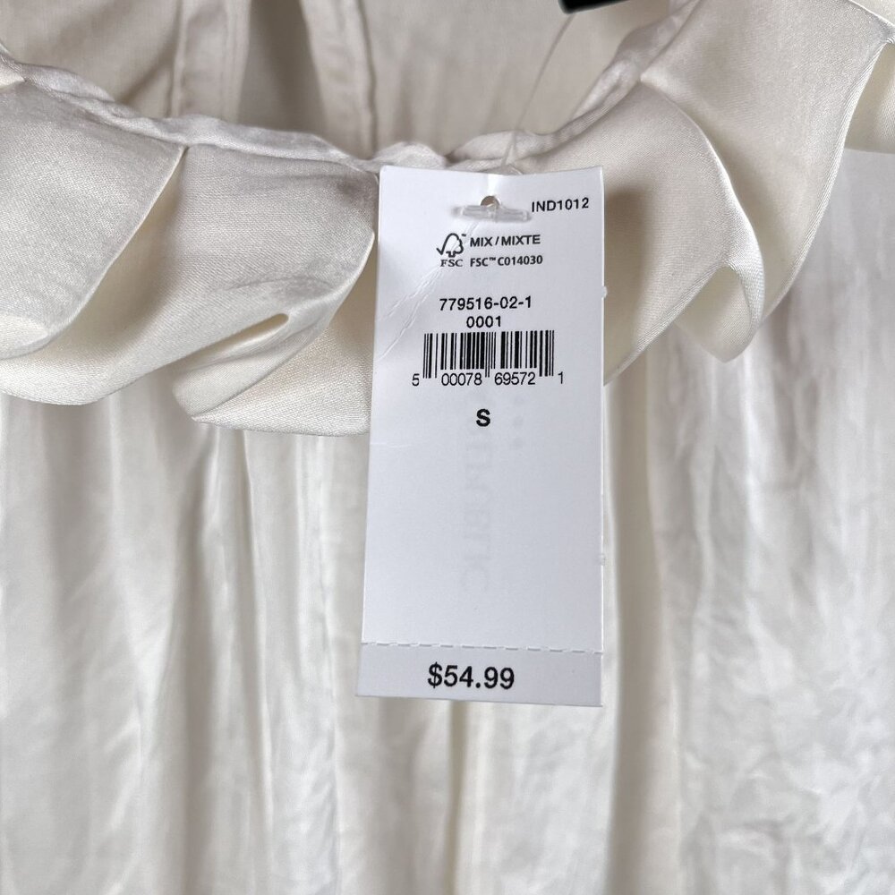 NWT Banana Republic Fast Long Sleeve Ruffle Neck Snow Day Blouse Sz Small - Picture 6 of 6